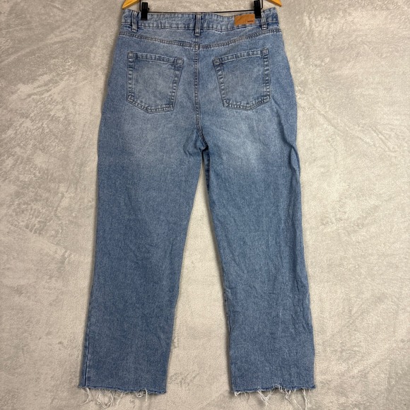 Aeropostale Womens Low Rise Slouchy Straight Jeans Light Wash Raw Hem 12 32W - Picture 2 of 7